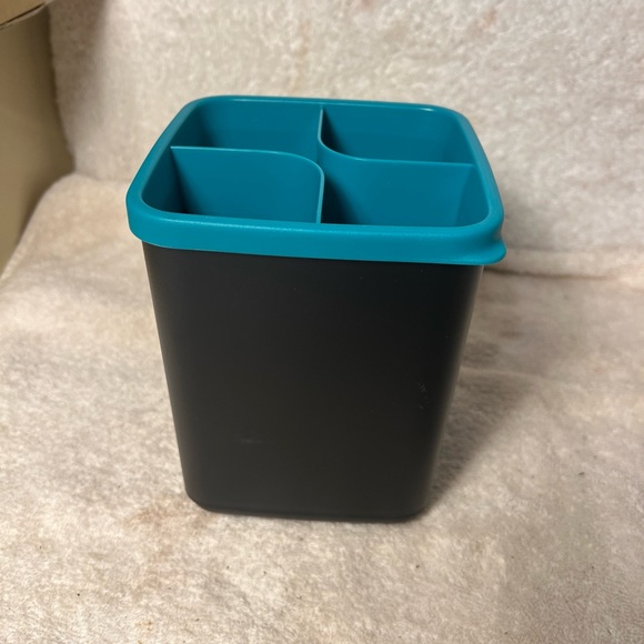Tupperware Neo 4 Compartment Divided Storage Kitchen Tidy Pot Black Turquoise - Picture 7 of 7